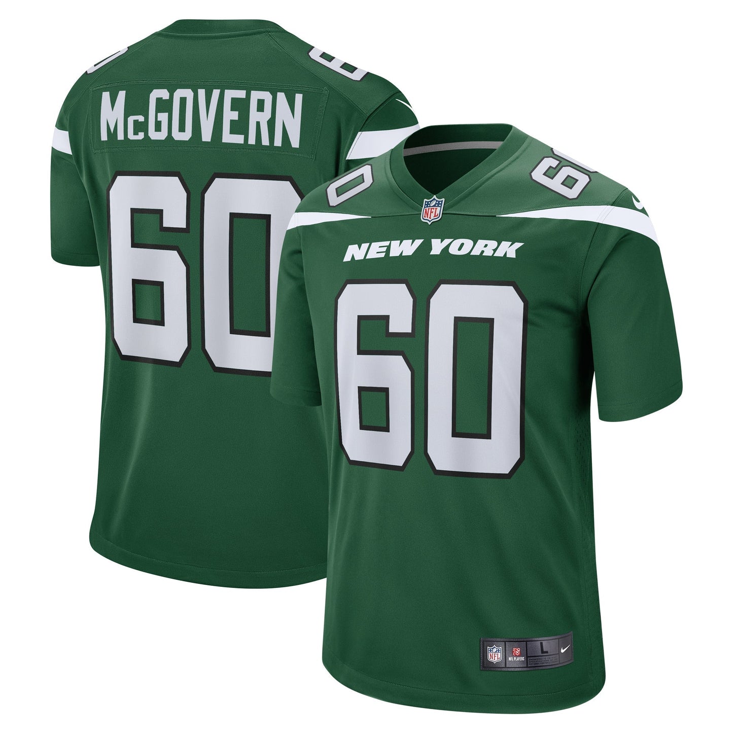 Men's Nike Connor McGovern Gotham Green New York Jets Game Jersey