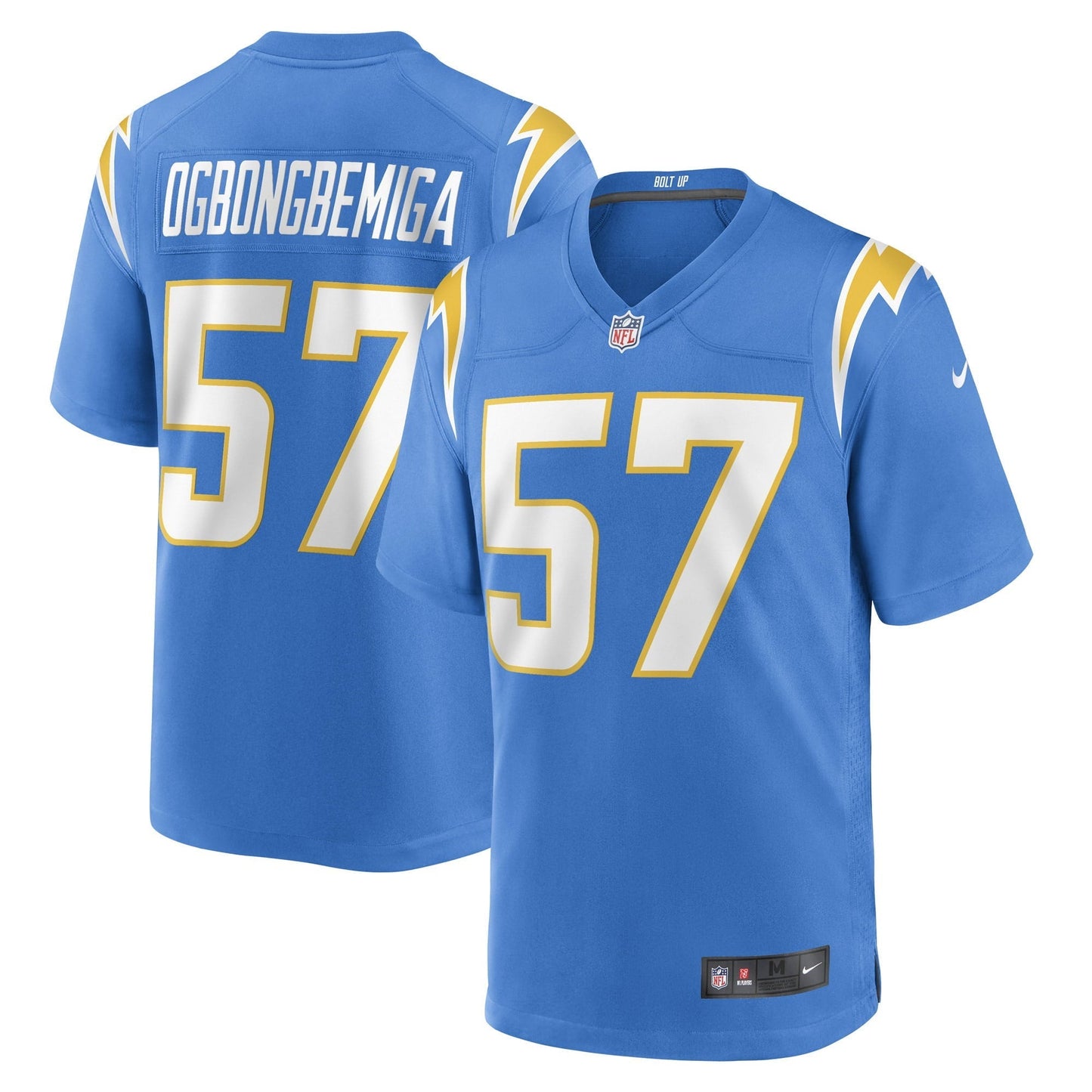 Men's Nike Amen Ogbongbemiga Powder Blue Los Angeles Chargers Game Player Jersey