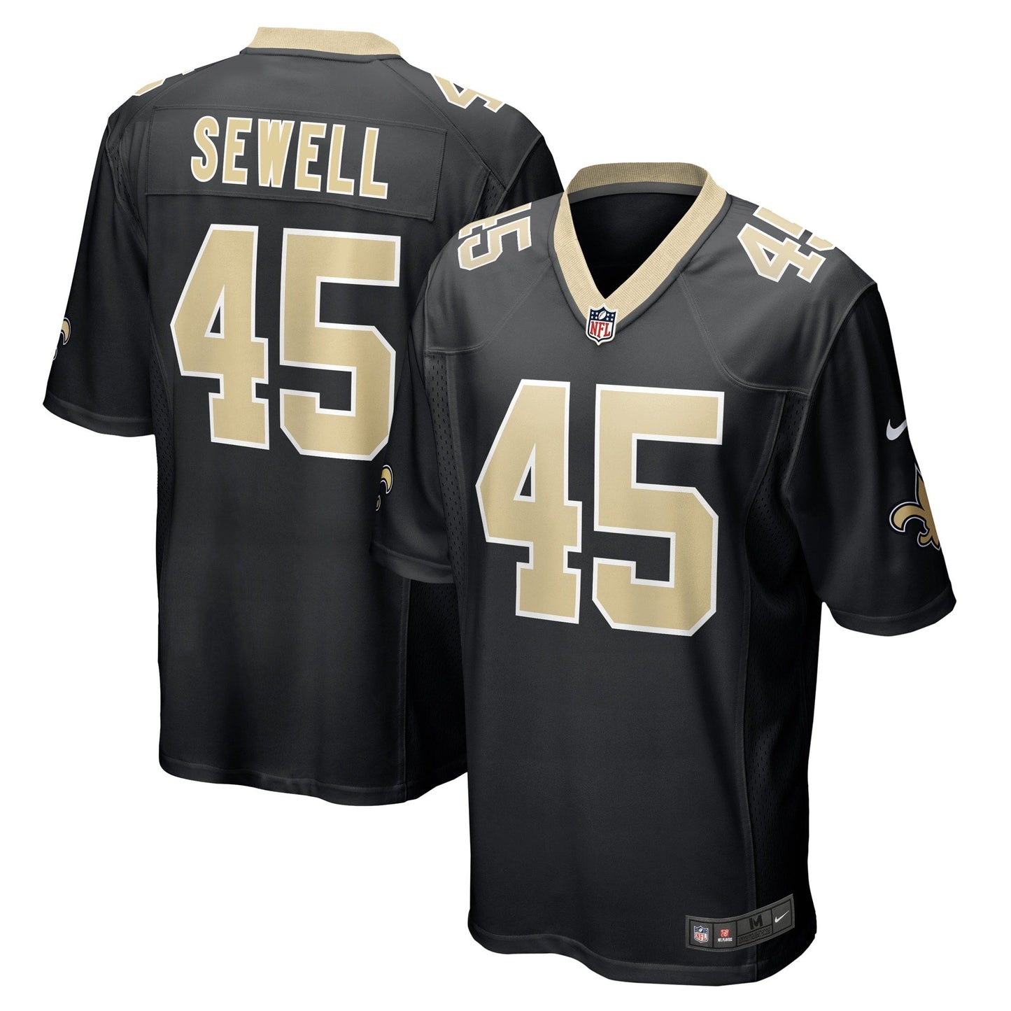 Men's Nike Nephi Sewell Black New Orleans Saints Game Player Jersey