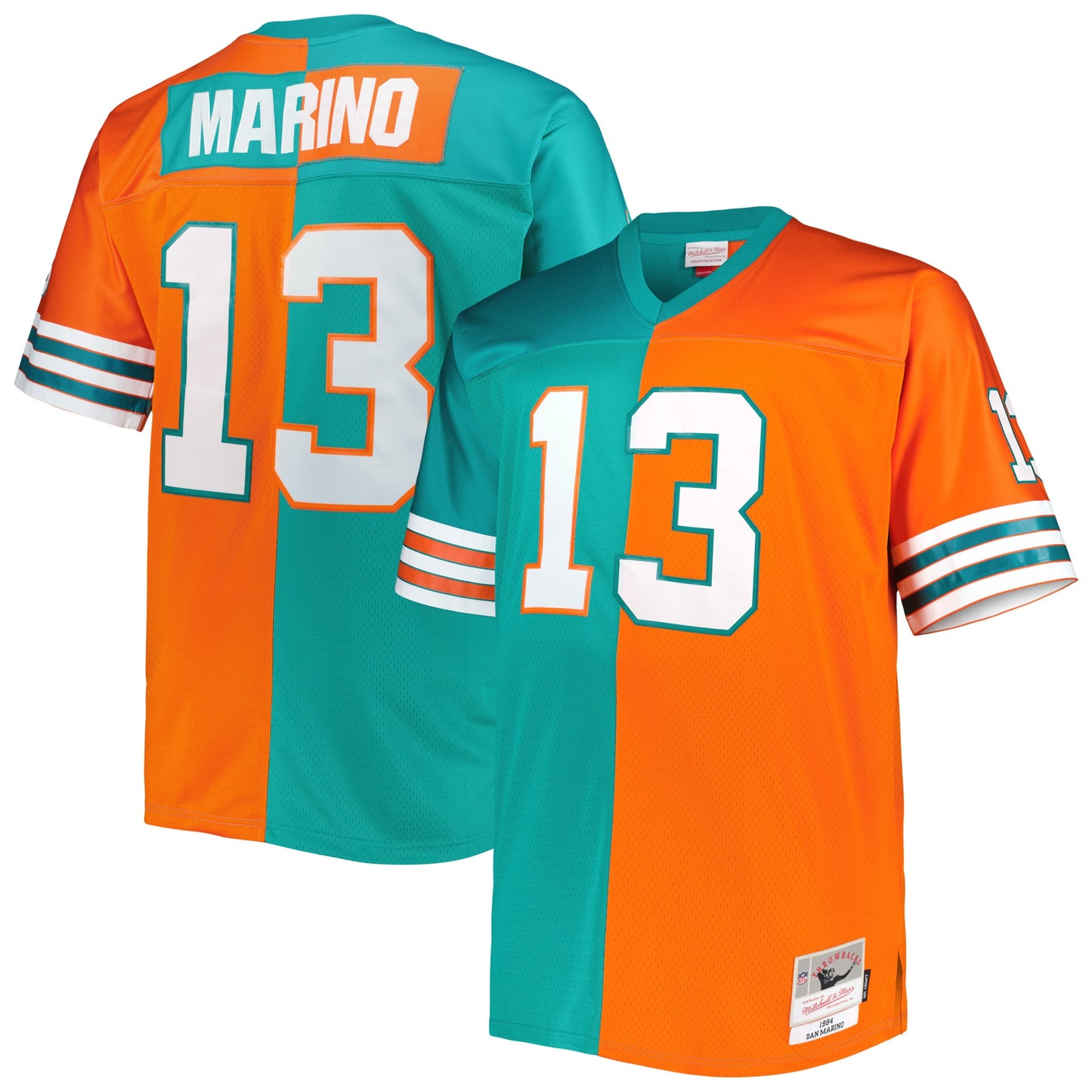 Dan Marino Miami Dolphins Mitchell & Ness Big & Tall Split Legacy Retired Player Replica Jersey - Aqua/Orange