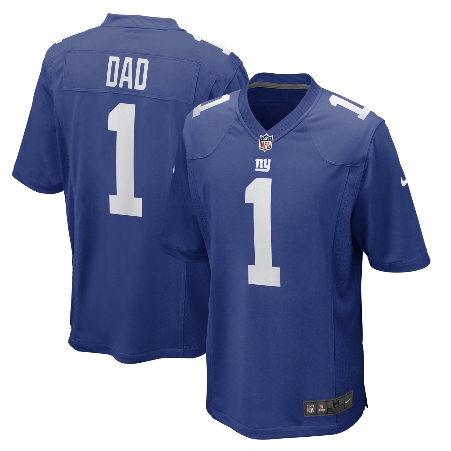 Men's Nike Number 1 Dad Royal New York Giants Game Jersey