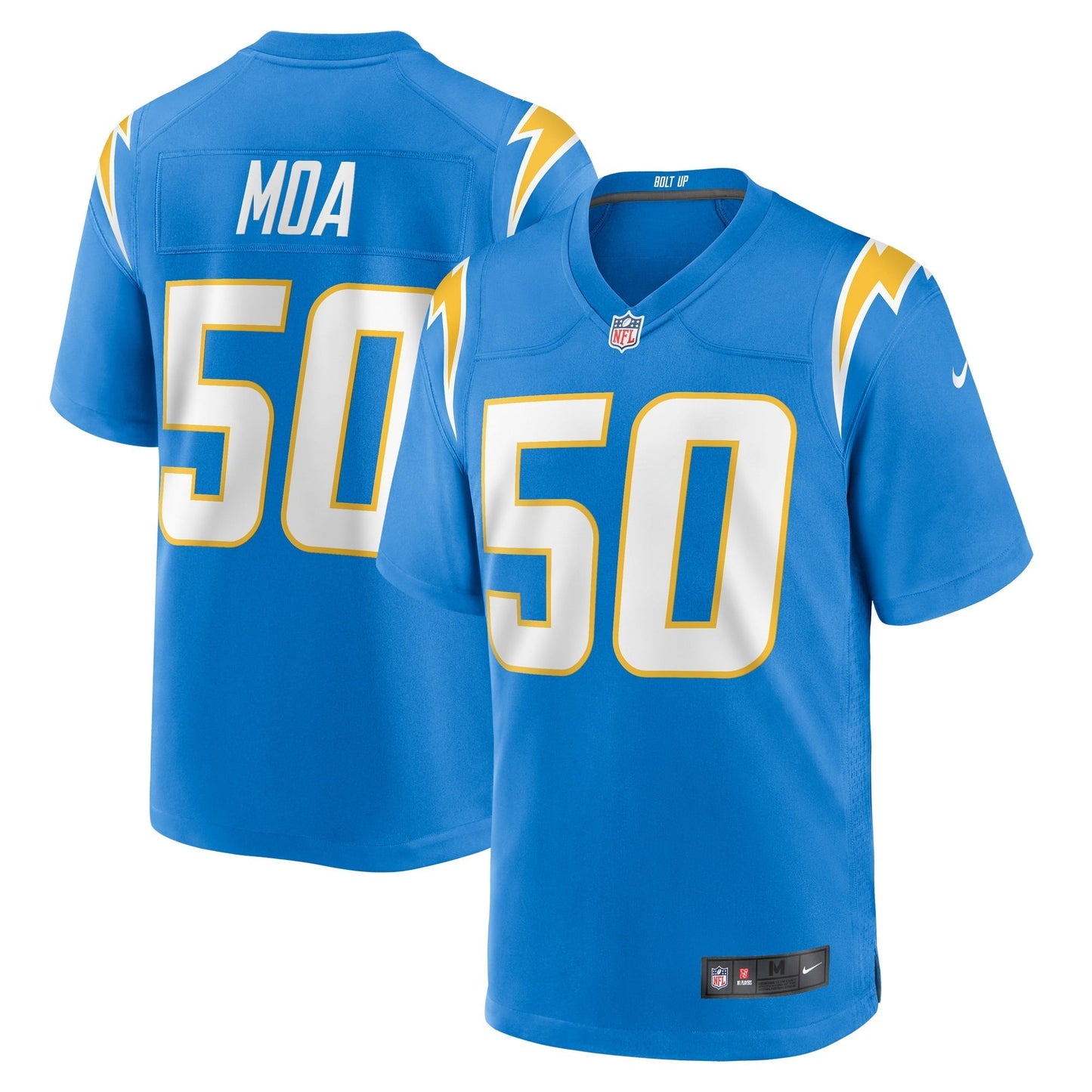 Men's Nike David Moa Powder Blue Los Angeles Chargers Home Game Player Jersey