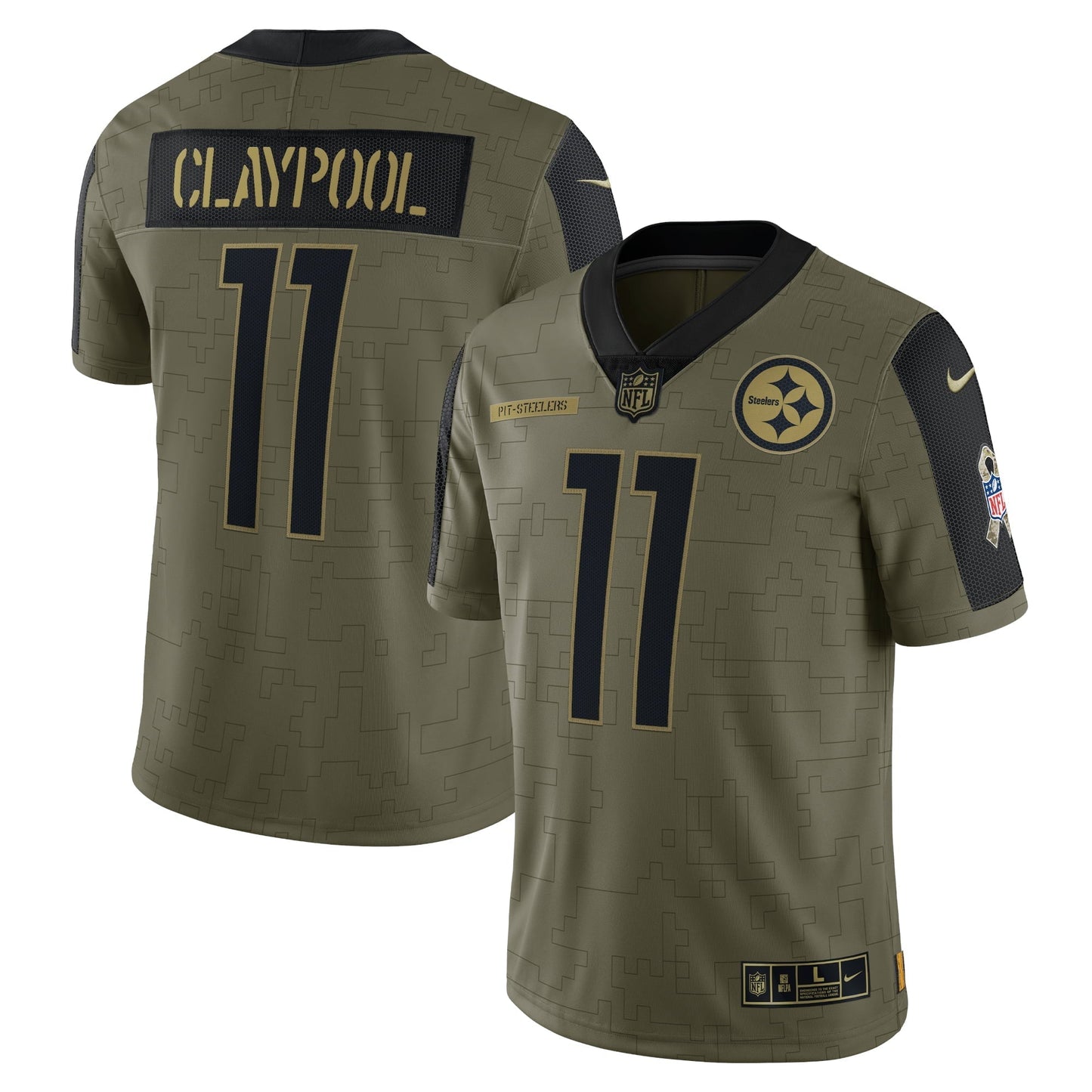 Men's Nike Chase Claypool Olive Pittsburgh Steelers 2021 Salute To Service Limited Player Jersey